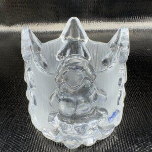 1980s Nybro Sweden Crystal Glass Votive Tealight Candle Holder Christmas Tree